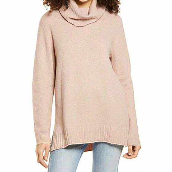 BP XS Cozy Longline Turtleneck Pink Adobe Oversized Sweater Size X-Small - Picture 1 of 4